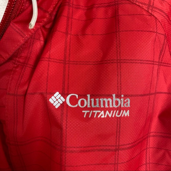 Columbia Titanium Omni-Tech Red Rain Jacket Plaid - Picture 3 of 9